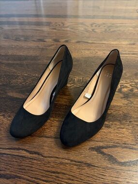 a new day Black Suede Wedge Heels